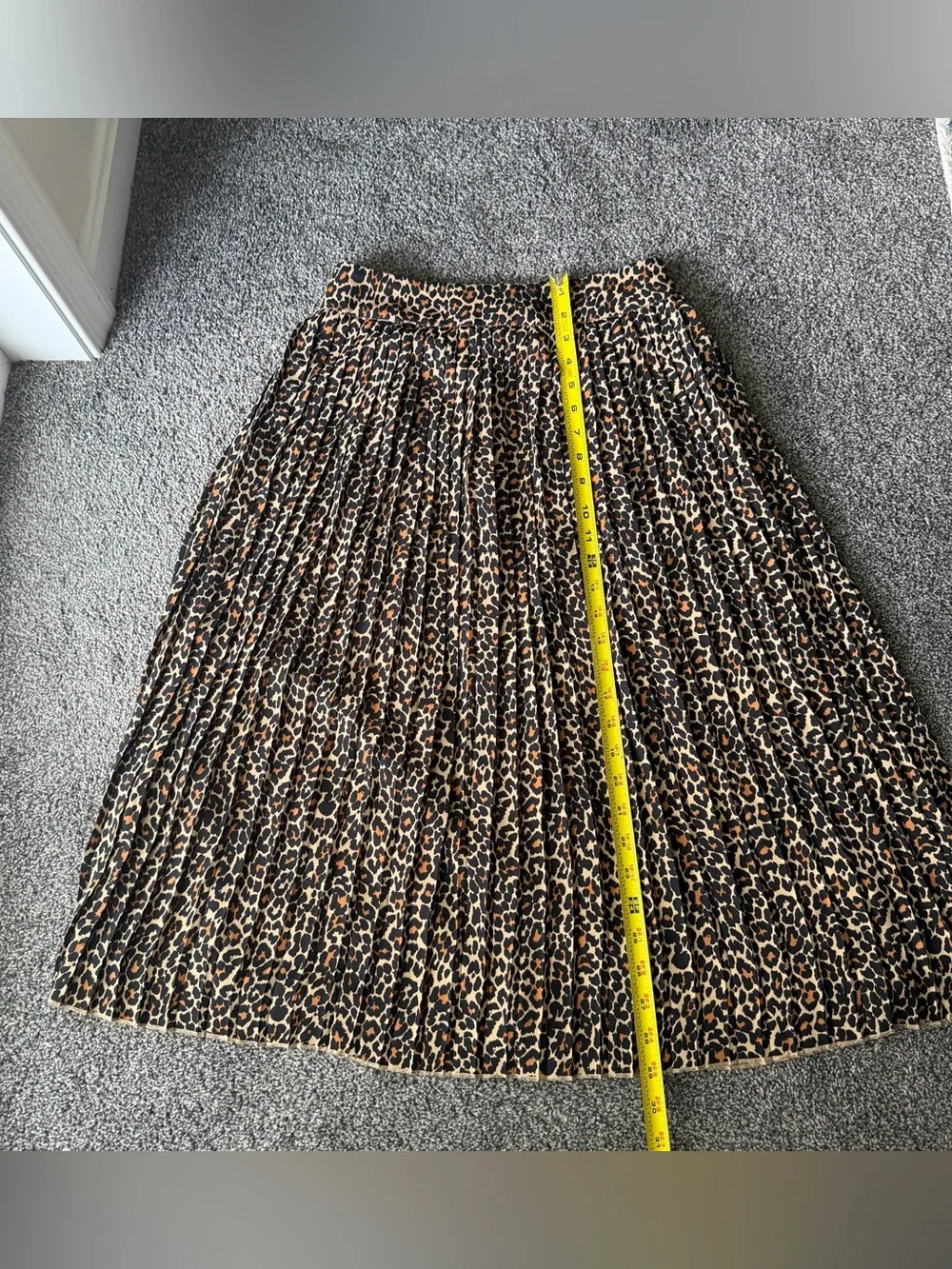 J. Crew Leopard Print Pleated Midi Skirt - Black & Tan